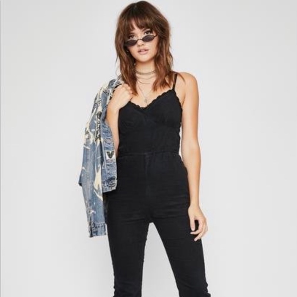 Wide leg corduroy jumpsuit